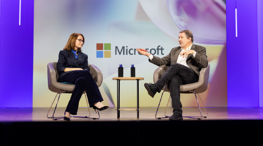 Image 5: Collage of three images showcasing speakers at an event and audience engagement